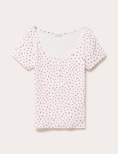 T-shirt c&ocirc;tel&eacute; blanc femme