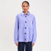Surchemise oversize col chemise en coton mauve femme