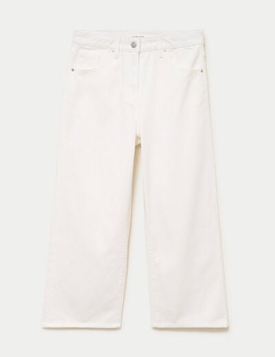 Jean bootcut cropped taille haute ecru femme
