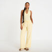 Pantalon large fluide taille &eacute;lastiqu&eacute;e jaune pastel femme