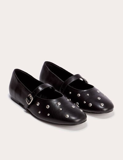 Ballerines &agrave; d&eacute;tails clout&eacute;s noir femme