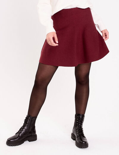 Jupe &eacute;vas&eacute;e en maille bordeaux femme