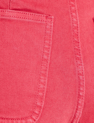 Jean bootcut cropped taille haute rose framboise femme