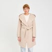 Manteau ceintur&eacute; &agrave; capuche beige femme