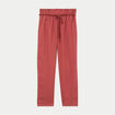 Pantalon droit 7/8&egrave;me taille haute vieux rose femme