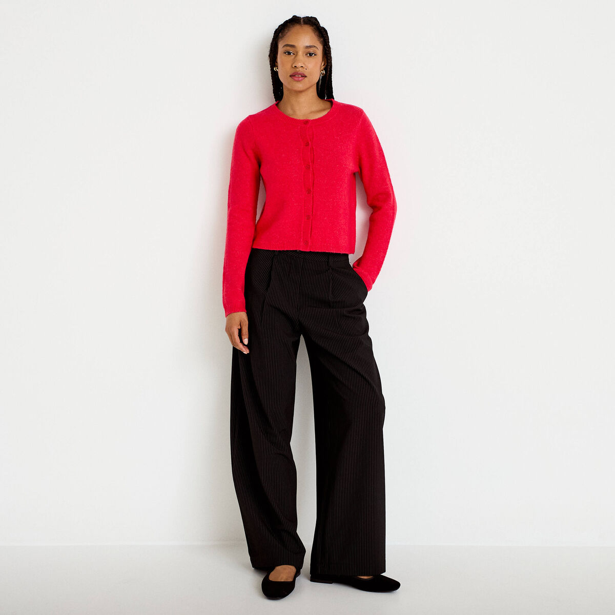 Pantalon bootcut taille standard noir femme