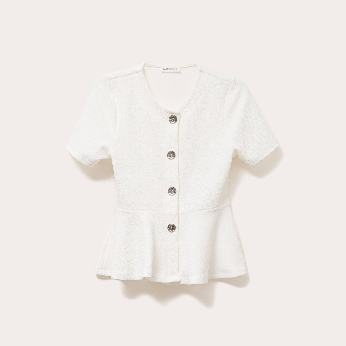 Top cintr&eacute; p&eacute;plum ecru femme