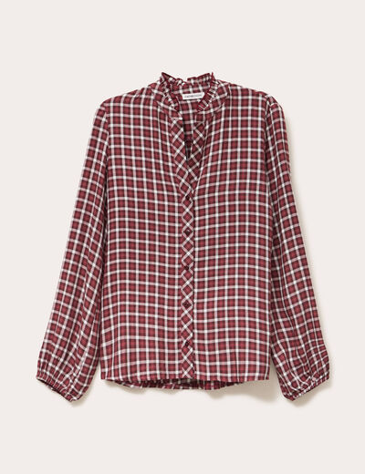 Blouse col montant manches longues bordeaux femme