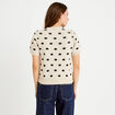 Pull cintr&eacute; col rond manches courtes ecru femme