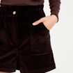 Short large en velours marron fonc&eacute; femme