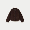 Veste effet polaire manches longues marron fonc&eacute; femme