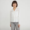 Blouse maille relief&eacute;e blanc femme