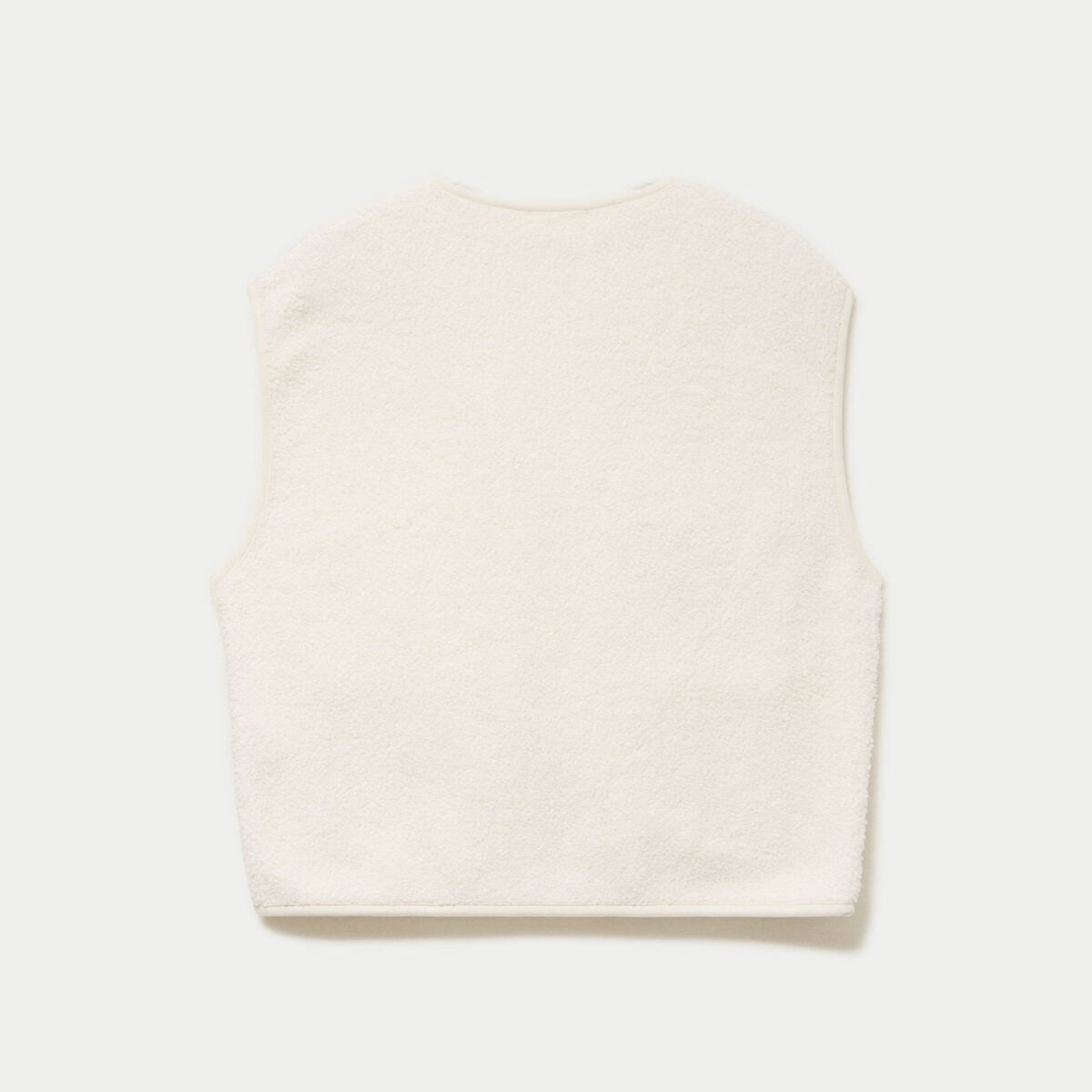 Gilet sans manches bouclette ecru femme