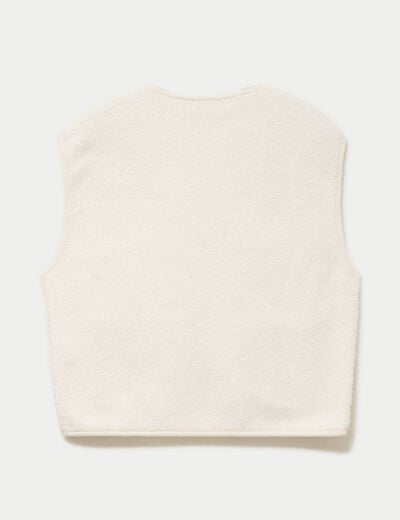 Gilet sans manches bouclette ecru femme