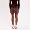 Jupe droite fausse fourrure marron fonc&eacute; femme