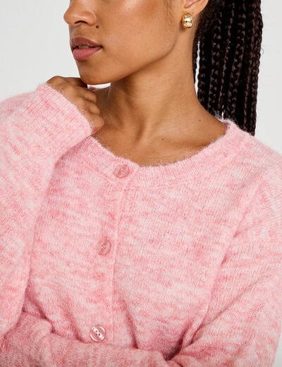 Gilet ample manches longues rose clair femme