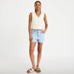 Gilet sans manches col v ecru femme