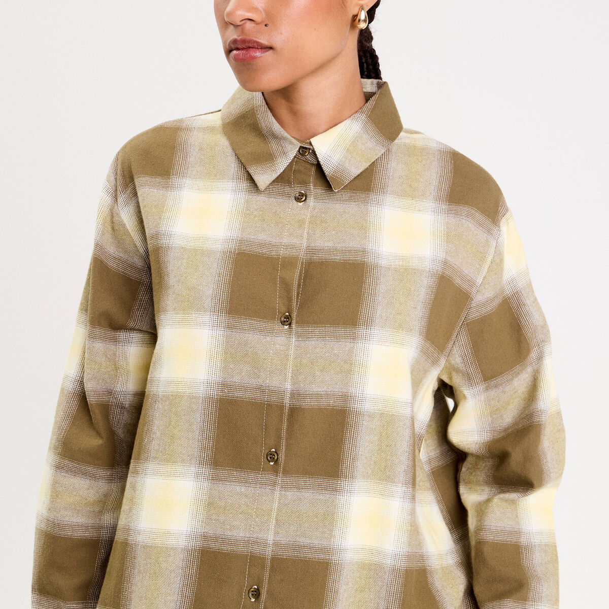 Chemise oversize manches longues vert femme