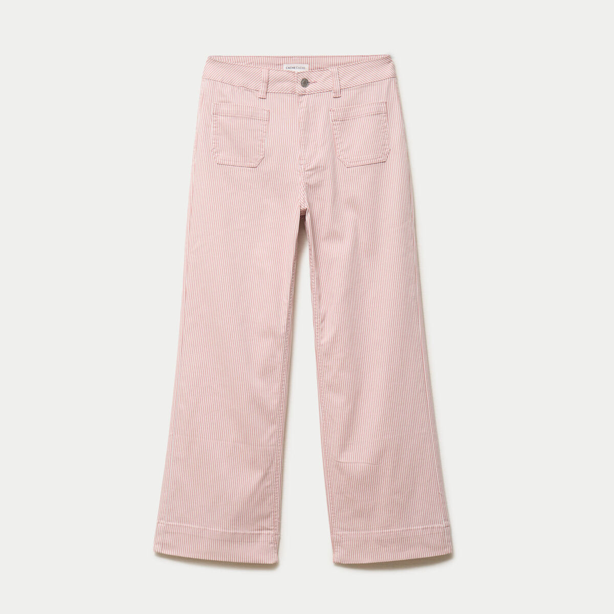 Jean flare cropped taille haute rose nude femme