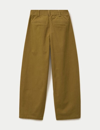 Pantalon chino coupe barrel vert kaki femme