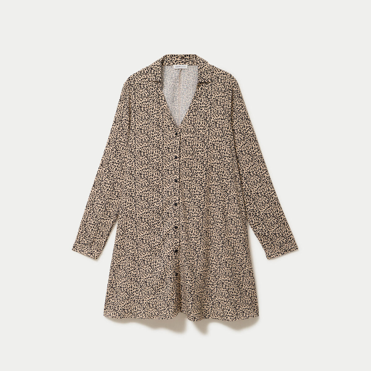 Robe courte &eacute;vas&eacute;e col chemise ecru femme