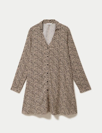 Robe courte &eacute;vas&eacute;e col chemise ecru femme