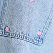 Surchemise denim broderies fleurs bleu fonc&eacute; femme