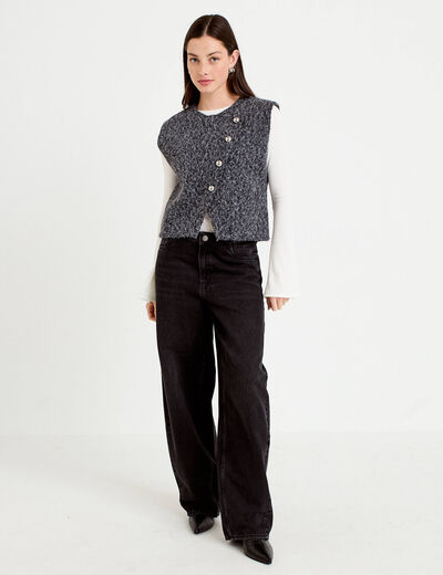 Gilet sans manches gris fonc&eacute; femme