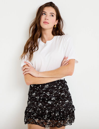 Jupe patineuse courte en dentelle noir femme