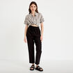 Pantalon droit 7/8&egrave;me taille haute noir femme