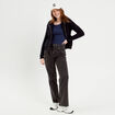 Gilet &agrave; capuche zipp&eacute; bleu marine femme