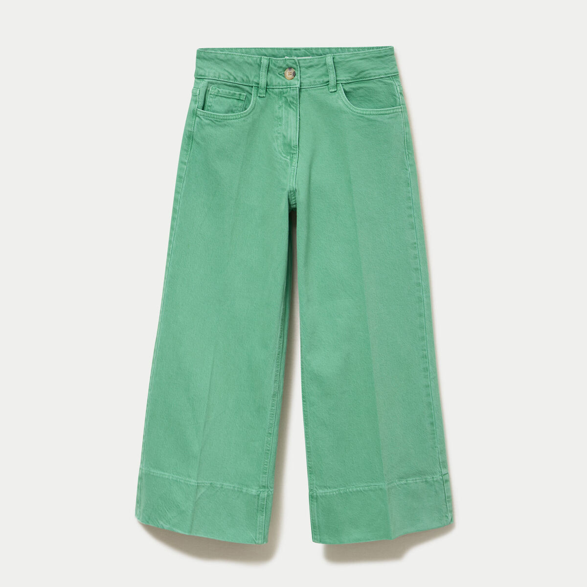 Pantalon bootcut 3/4 taille haute vert femme