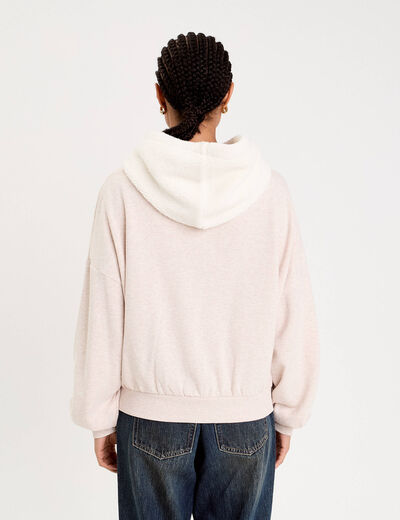 Sweat effet polaire fausse fourrure sable femme