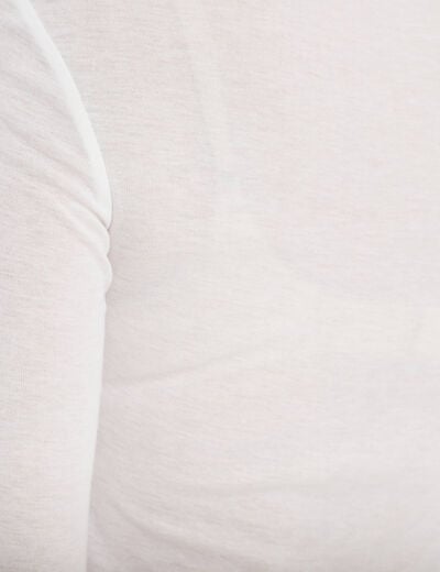 T-shirt ajust&eacute; col rond manches longues ecru femme