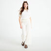 Pantalon large taille &eacute;lastiqu&eacute;e ecru femme