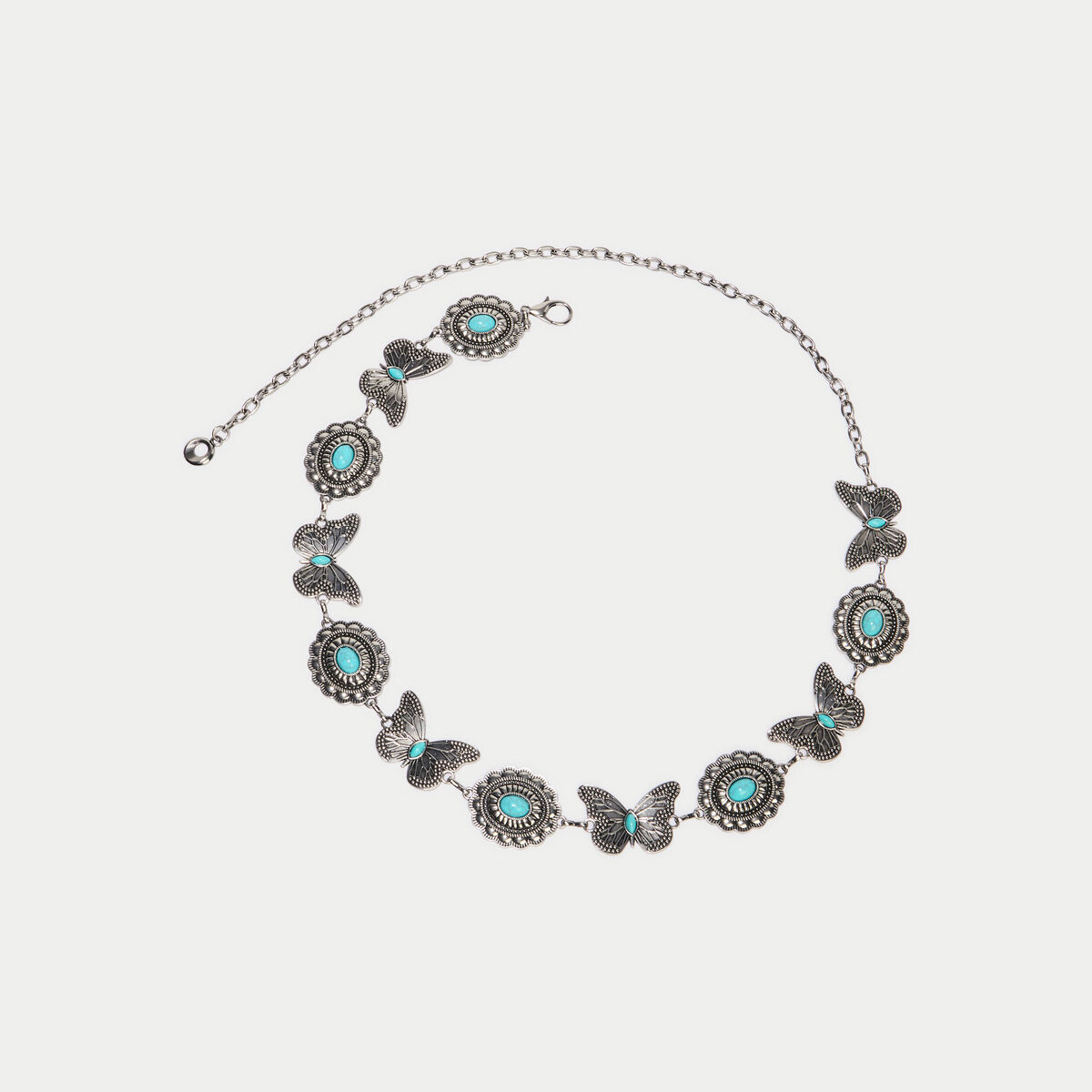 Ceinture fine avec cha&icirc;ne gris argent femme