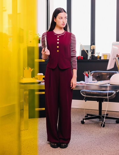 Pantalon bootcut taille standard bordeaux femme