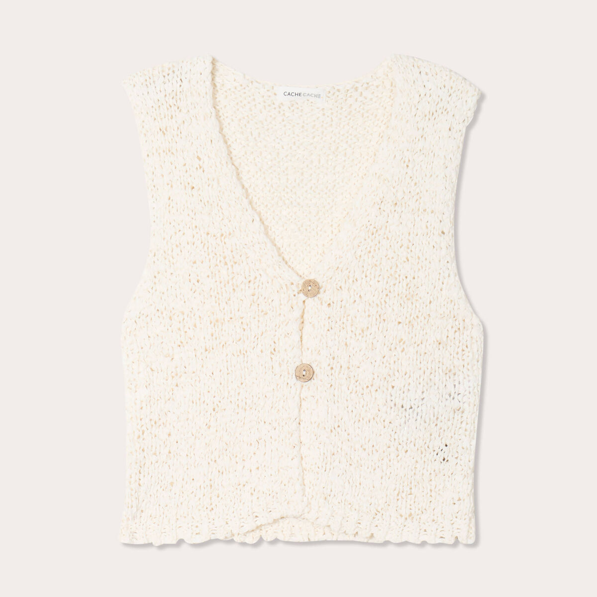 Gilet cropped sans manches ecru femme