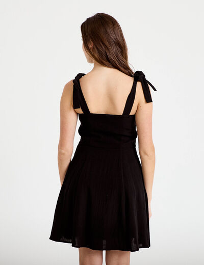 Robe patineuse courte &agrave; fines bretelles noir femme