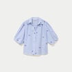Chemise droite col classique manches 3/4 bleu clair femme