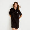 Robe droite 3/4 manches courtes daim noir femme