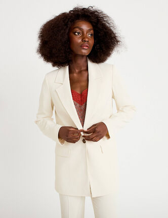 Veste cintr&eacute;e manches longues ecru femme