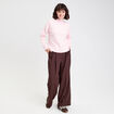 Pull col roul&eacute; manches longues rose clair femme