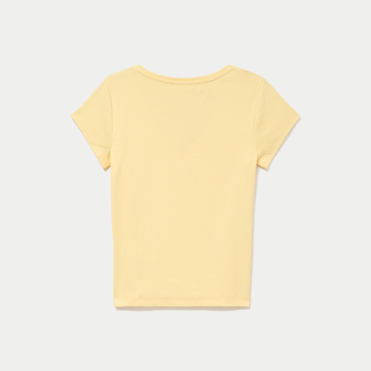 T-shirt ajust&eacute; col v manches courtes jaune clair femme