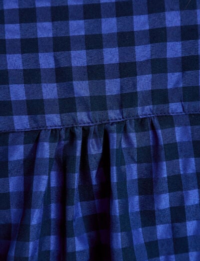 Chemise droite vichy col claudine bleu electrique femme