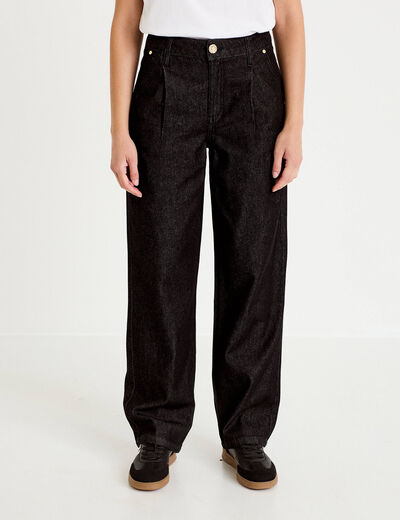 Jean wide leg taille haute denim noir femme