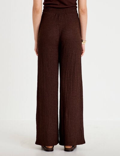 Pantalon large taille standard marron fonc&eacute; femme