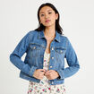 Veste cintr&eacute;e en jean col classique denim double stone femme