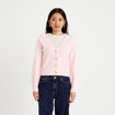 Gilet col v broderie manches longues rose clair femme