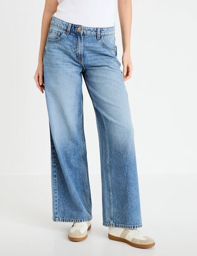 Jean wide leg taille standard denim double stone femme